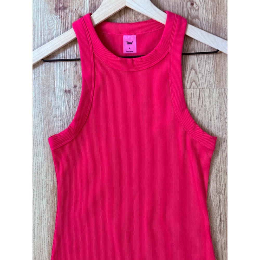 Aritzia Tna Ribbed Pink Quartz Mini Dress Size Small Sleeveless Bodycon - Picture 2 of 6